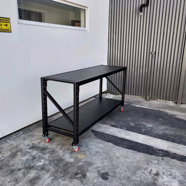 Black Movable WorkBench / 4 Wheels / 101x200x60CM Carousel 1
