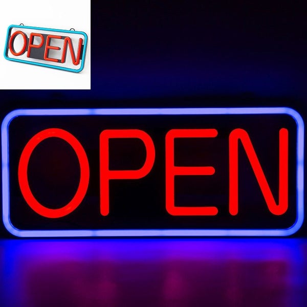 OPEN Sign Size L Neon LED Flashing & Remote Control 55CM Carousel 2