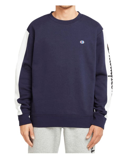 Champion Sporty Panel Crew Sweater Mens Navy Carousel 1