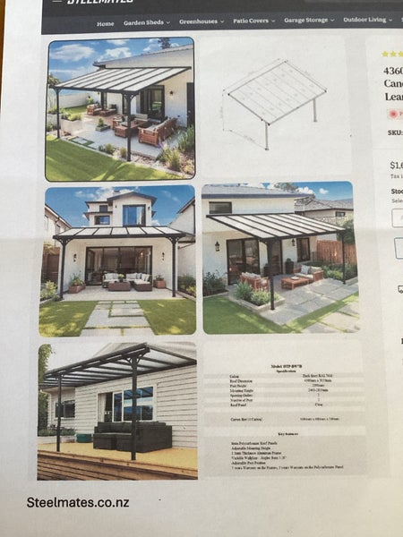 Aluminium Canopy, Patio Cover, Carport, Lean to Pergola - New in Box. Carousel 5