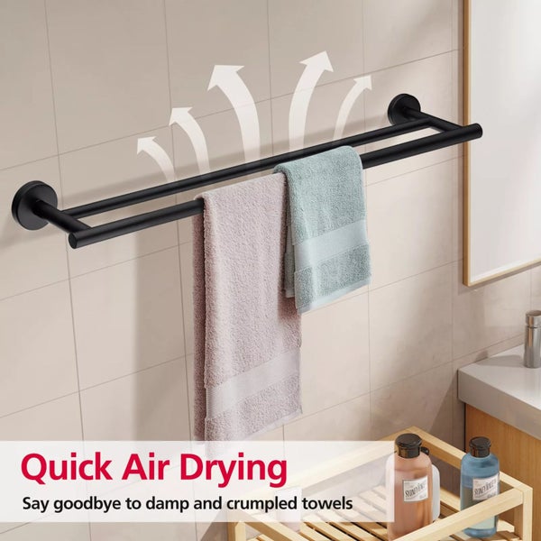 Double Round Towel Rail Rack Holder 755mm Carousel 2