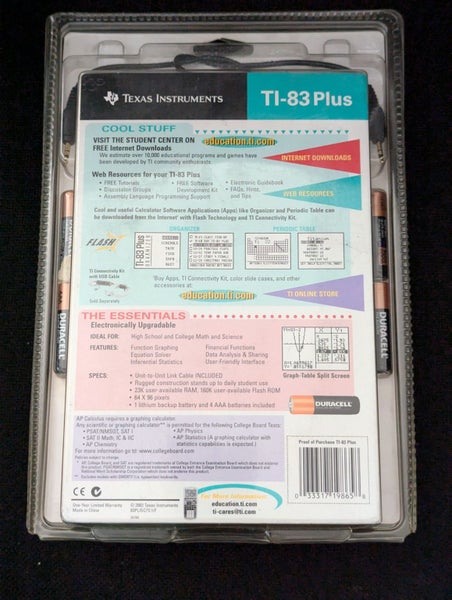 Brand New Texas Instruments TI-83 Plus graphing calculator. Sealed Carousel 2