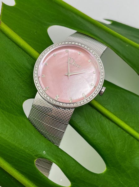 Dior Diamond Mother of Pearl Dial Diamond Bezel Steel Ladies Bracelet Wristwatch Carousel 1