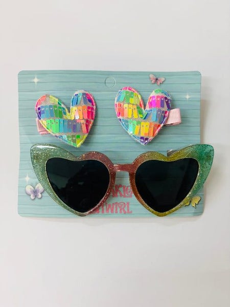 Twinkle And Twirl Rainbow heart Sunglasses & Clips Carousel 1