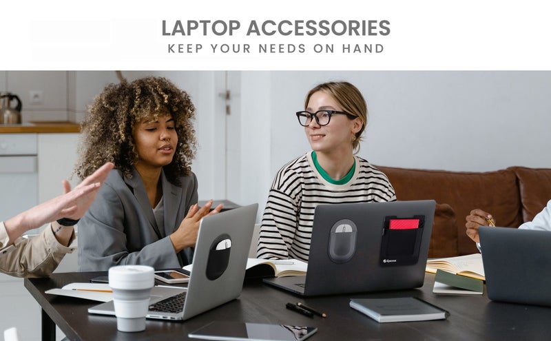 Universal Stick-On Mouse Pouch,Holder for Wireless Mouse Sleeve for Laptop Reusa Carousel 1