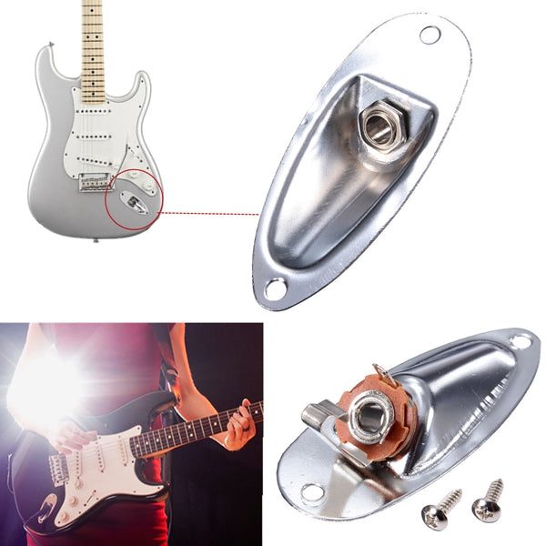 Chrome Guitar Output Loaded Input Jack Plate Replacement For Fender Strat Carousel 1