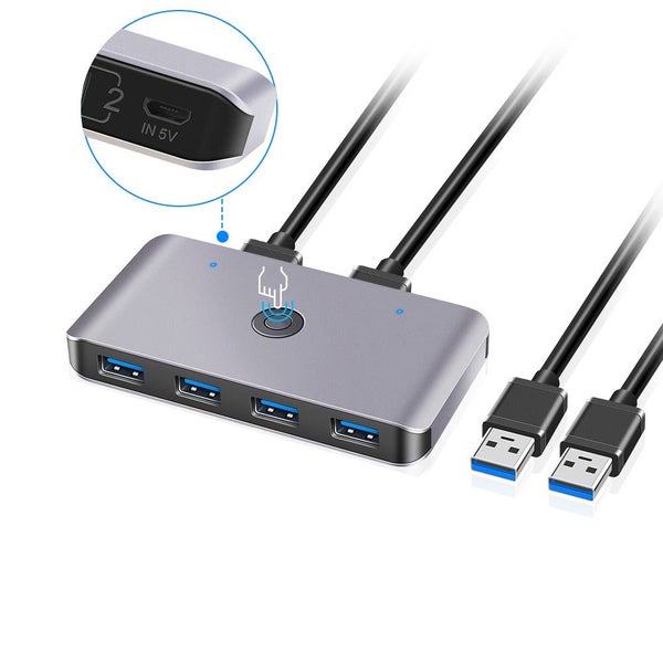 Rocketek USS3 USB KVI Switcher Box 2 Cuters 6 Ports USB 3.0 USB Hub Adapter C Carousel 1