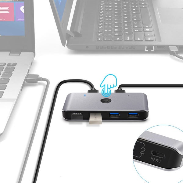 Rocketek USS3 USB KVI Switcher Box 2 Cuters 6 Ports USB 3.0 USB Hub Adapter C Carousel 4
