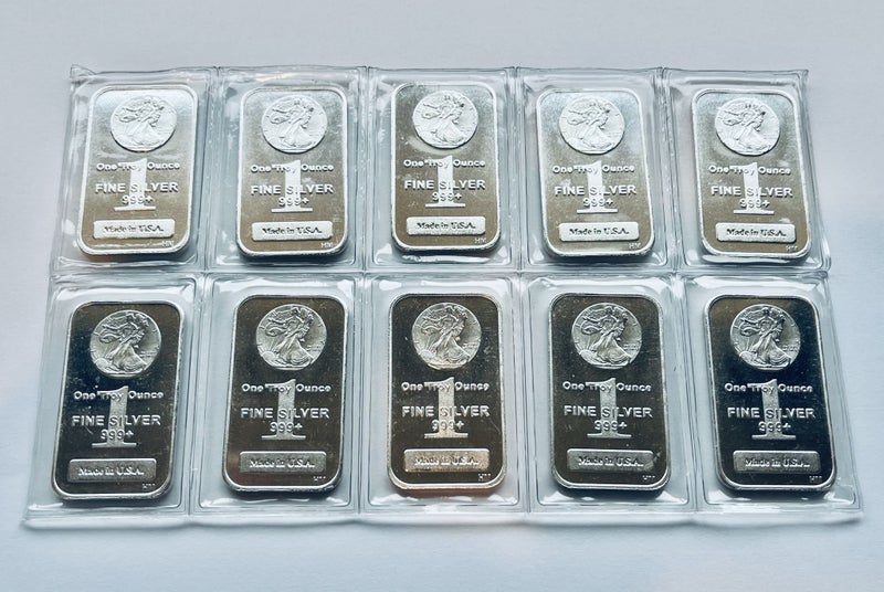 10 x 1 oz .999 Silver Bar - Walking Liberty Design sealed BU Carousel 1