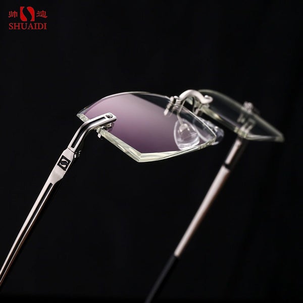 SHUAIDI Rimless Men Glasses Anti Blue Rays Radiation Cuter Optical Resin Clea Carousel 1