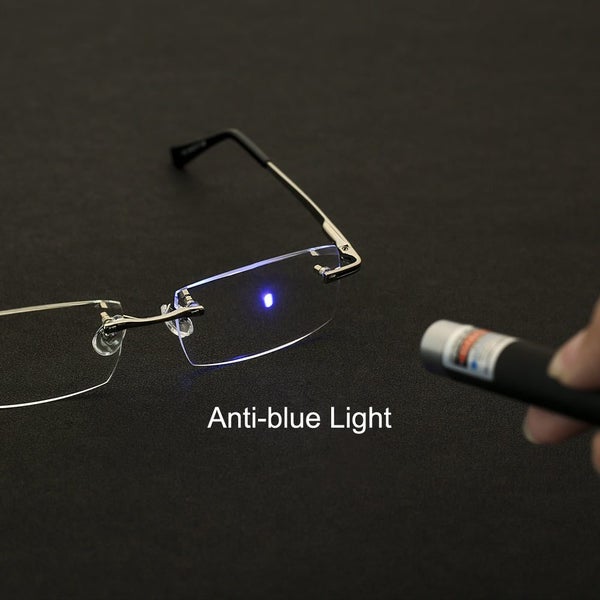 SHUAIDI Rimless Men Glasses Anti Blue Rays Radiation Cuter Optical Resin Clea Carousel 2