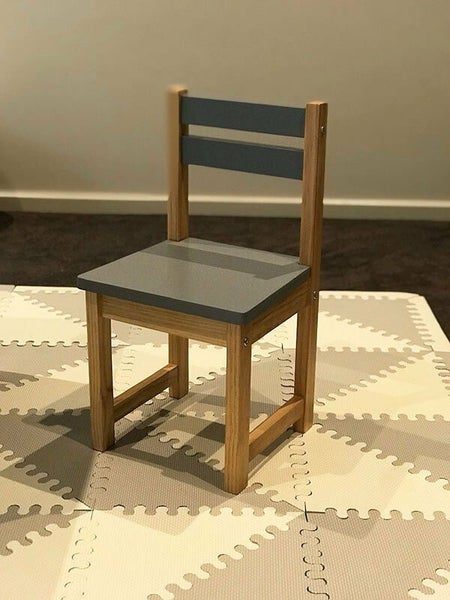 Kids Timber Chair in Colour Grey & Natural Indoor Outdoor For Boys and Girls Carousel 1