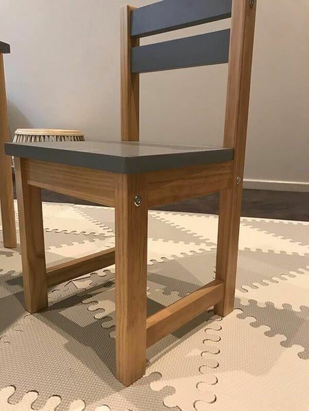 Kids Timber Chair in Colour Grey & Natural Indoor Outdoor For Boys and Girls Carousel 2