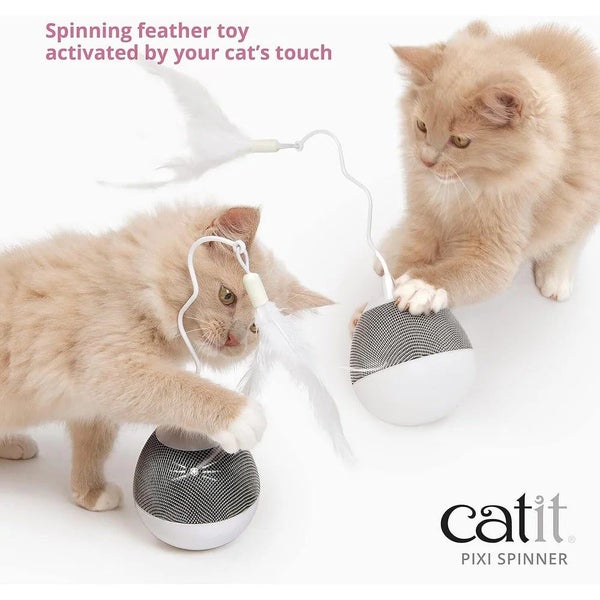 Catit Pixi Spinner Treat Dispenser - Interactive Cat Toy White/Blue Carousel 2