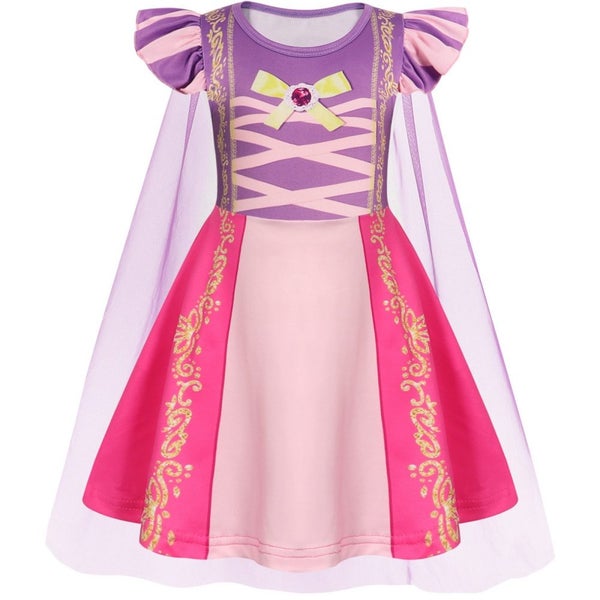 Princess Dress with Cape Girls Christmas Birthday Cosplay-Purple Carousel 1