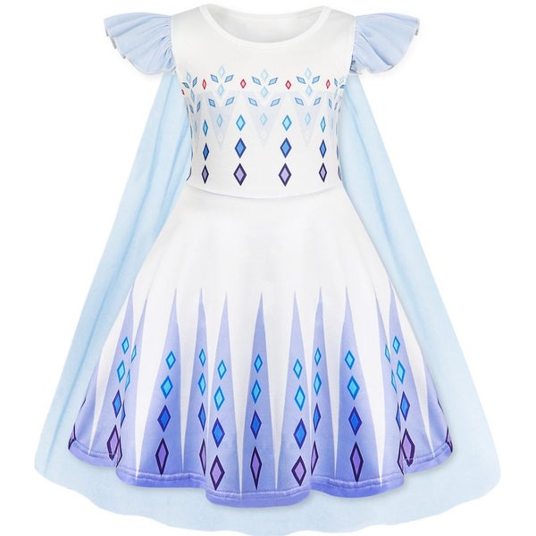 Princess Dress with Cape Girls Christmas Birthday Cosplay-White Carousel 1