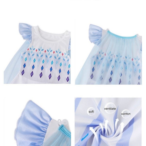 Princess Dress with Cape Girls Christmas Birthday Cosplay-White Carousel 4