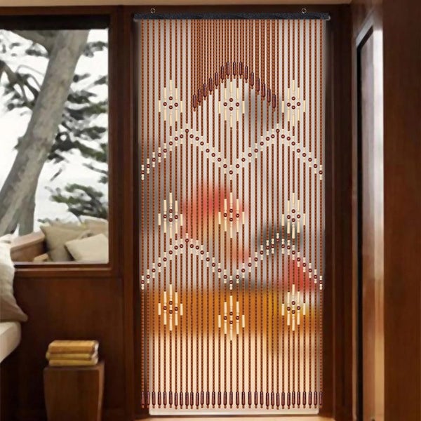 Wooden Sticks Beaded Curtain Doorway Bamboo Blinds Fly Screen Door Carousel 9