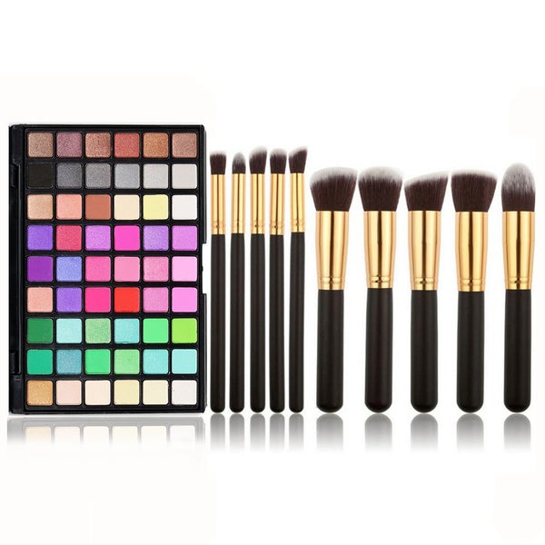 POPFEEL 54 Color Smoke Makeup Palette 10 Makeup Brushes Foundation Brush Carousel 2