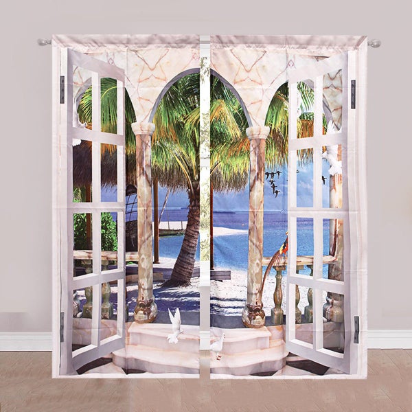 2 Panel Blackout Blinds Thermal Insulated Landscrape Window Curtains 3D Printed Carousel 1