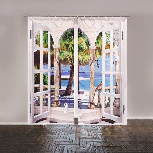 2 Panel Blackout Blinds Thermal Insulated Landscrape Window Curtains 3D Printed Carousel 3