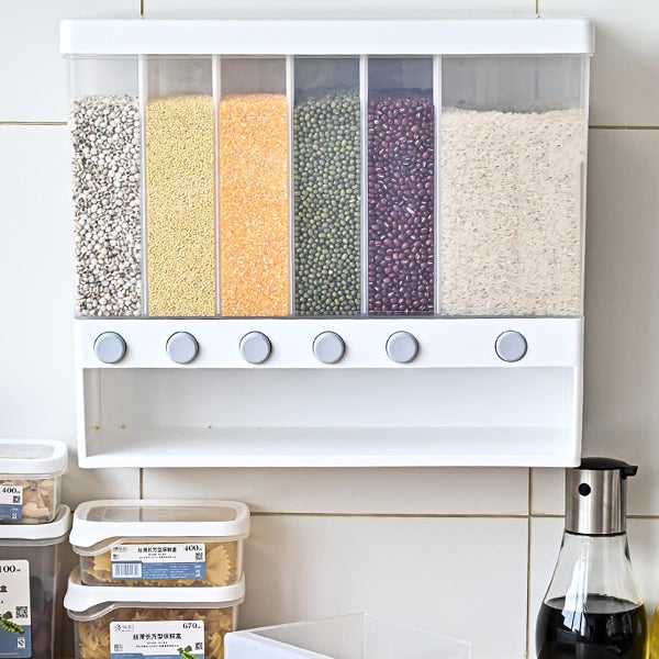 Wall Mounted Cereal Dispenser Dry Food Storage Container Rice Bucket Carousel 1