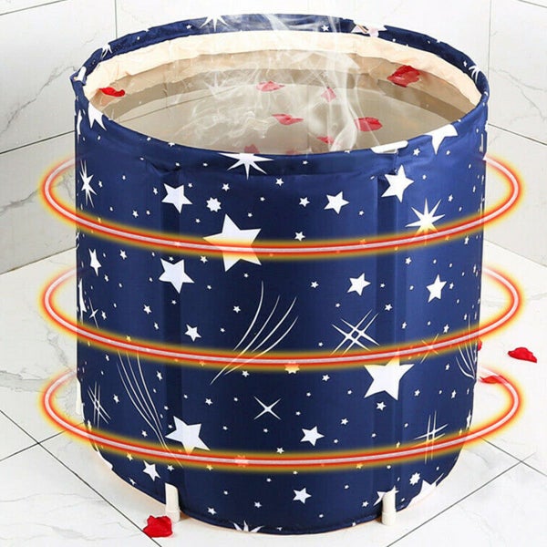 70X65cm Foldable Portable Bathtub Water Tub Folding PVC Adult SPA Bath Bucket Carousel 6