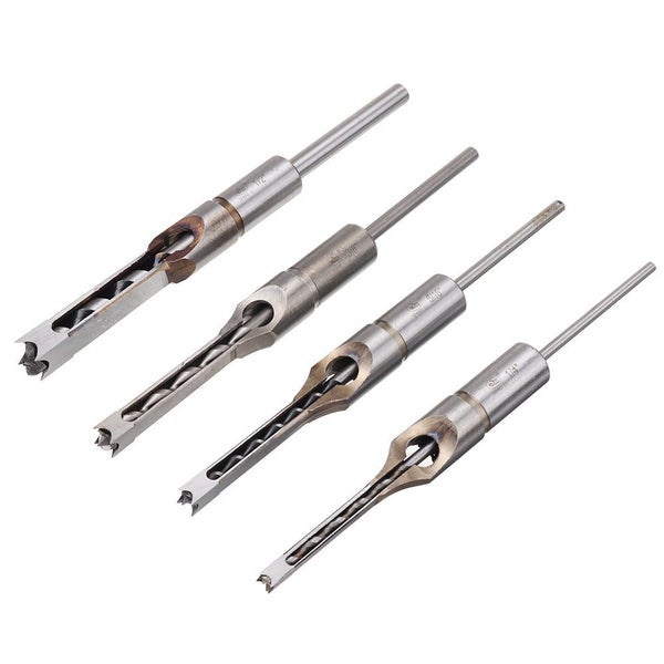4pcs Square Hole Drill Bits Woodworking Auger Mortising Chisel Set Kit Carousel 1