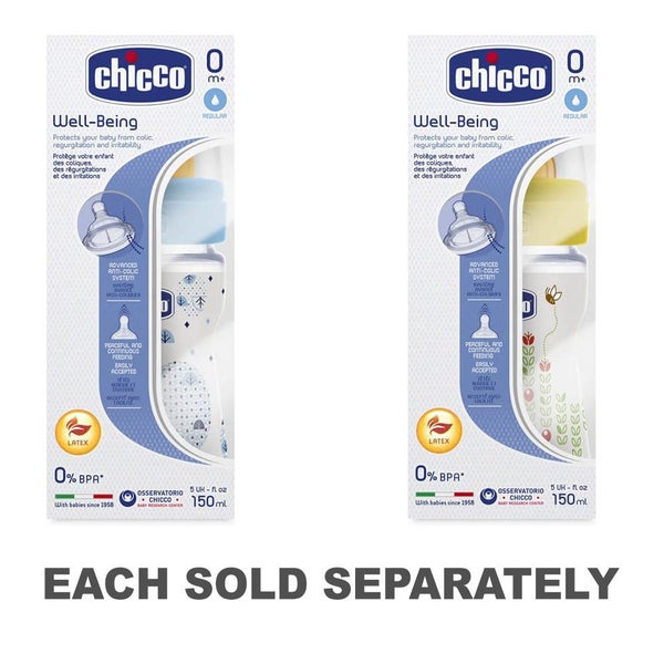 Chicco Well-Being Latex Teat Bottle 0 Months+ 150mL Carousel 2