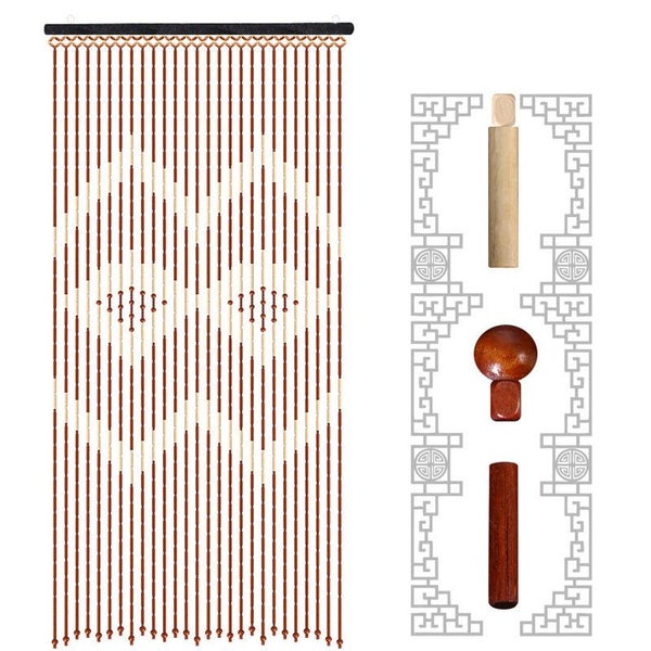 Door Curtain Bamboo Wooden Bead String Blinds Fly Screen for Household Carousel 1