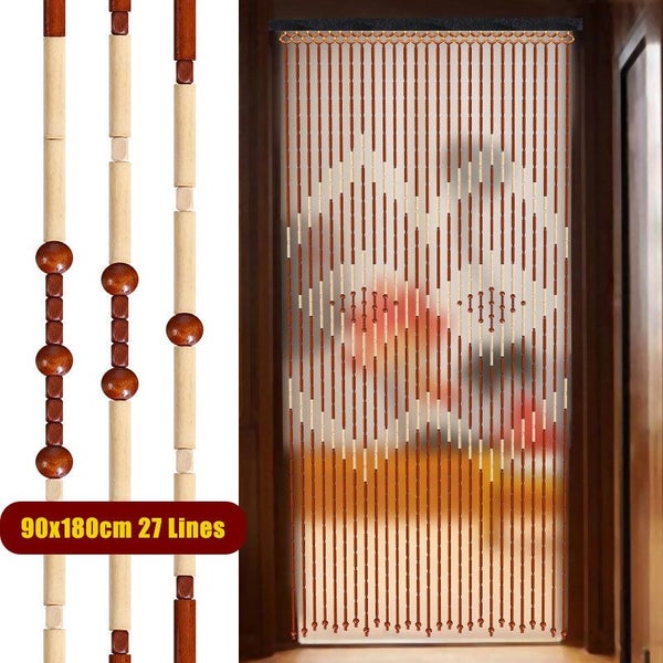 Door Curtain Bamboo Wooden Bead String Blinds Fly Screen for Household Carousel 2