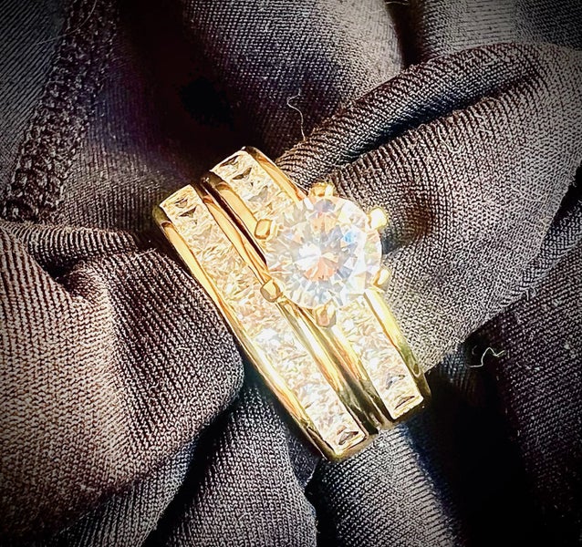 CLASSIC 3CT SIM DIAMOND 18KGB ENGAGEMENT & WEDDER SET SZ 8 *NO RES* Carousel 1