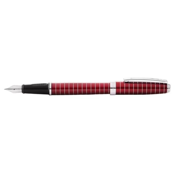 Prelude Red Lacquer & EngravedLines Fountain Pen by - Carousel 1