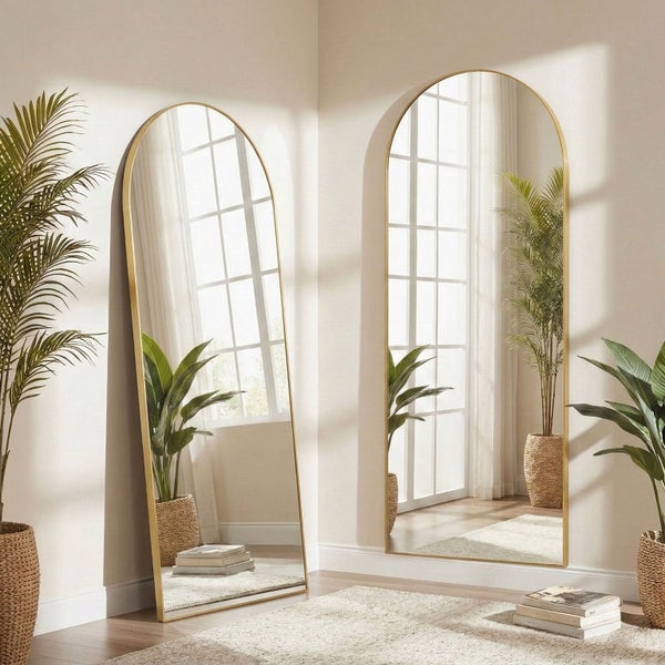 Selena Metal Arched Full Length Wall Mirror - Gold Carousel 1