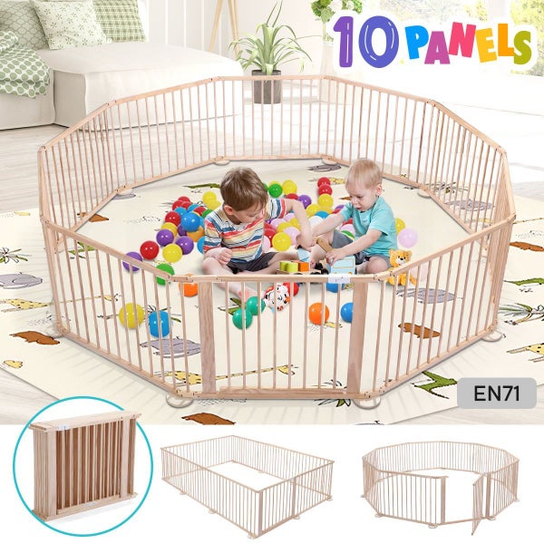 Wooden Playpen,Foldable Fence Playard Carousel 1