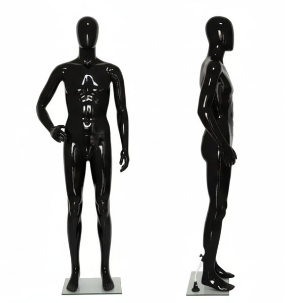 Mannequin - Male Full Body with Head 185cm GLOSSY BLACK METAL BASE Carousel 1
