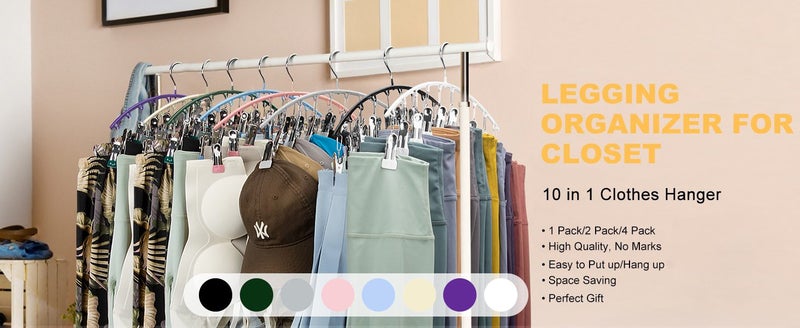 Legging Organizer for Closet Metal Yoga Pants Hangers 2 Pack w/10 Clips Carousel 1