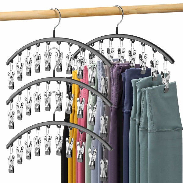 Legging Organizer Hanger Closet Yoga Pants Hangers 4 Pack w/10 Clips Carousel 1