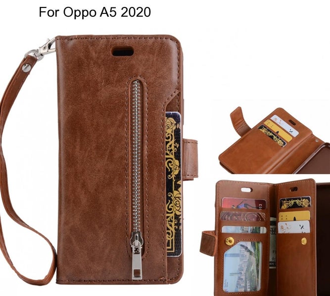 Oppo A5 2020 case 10 cards slots wallet leather case with zip Carousel 1