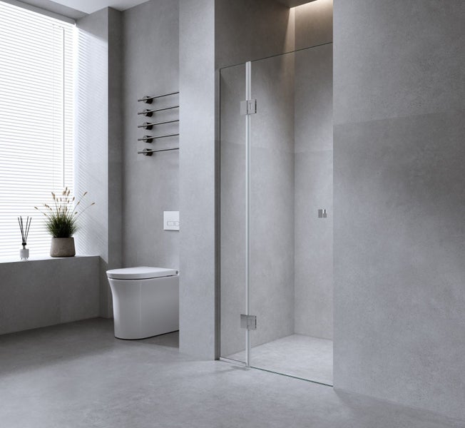 Della Francesca 90Cm Wall To Frameless Shower Screen With Chrome Channel And Ss Carousel 1
