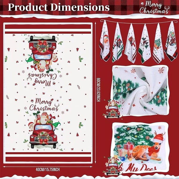 Christmas Kitchen Towels Cute Absorbent Dish Cloths For Holiday Decor & Cleaning Carousel 2