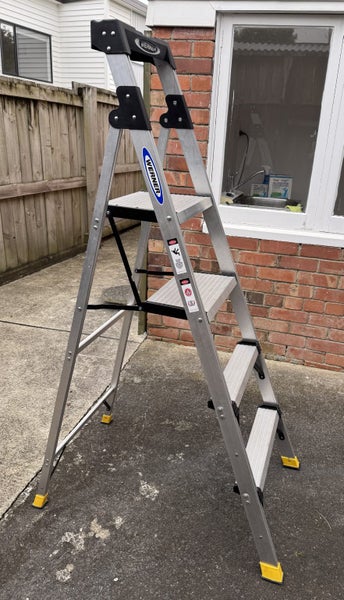 Werner Twin Platform Step Stool Ladder 4 Step Aluminium Carousel 2