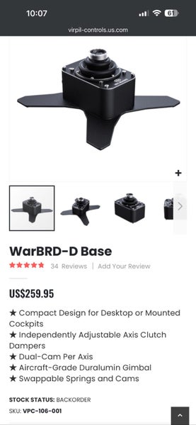 Virpil Constellation Alpha Prime HOSAS Set - L & R Sticks 2WarBRD-D Bases Carousel 2