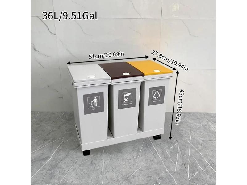 36L/60L Large Movable Dry Wet Sorting Kitchen Bin For Hotels Offices Schools Carousel 1