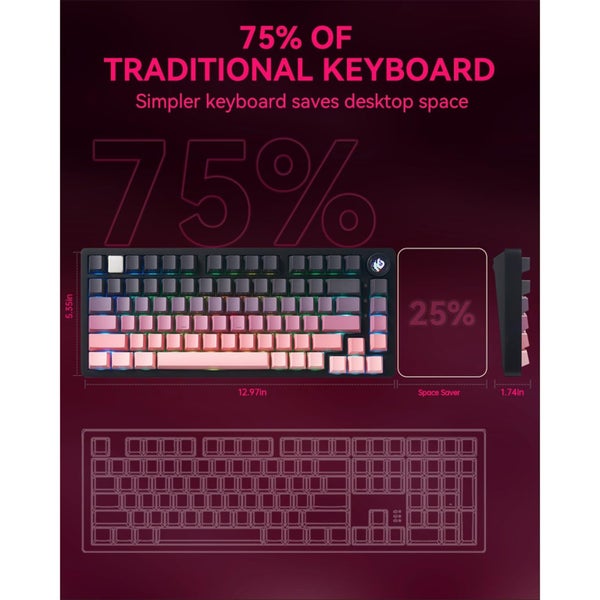 LEOBOG Hi75c PRO 75% Tri-mode Mechanical Keyboard - Black Pink Aluminium Alloy Carousel 9