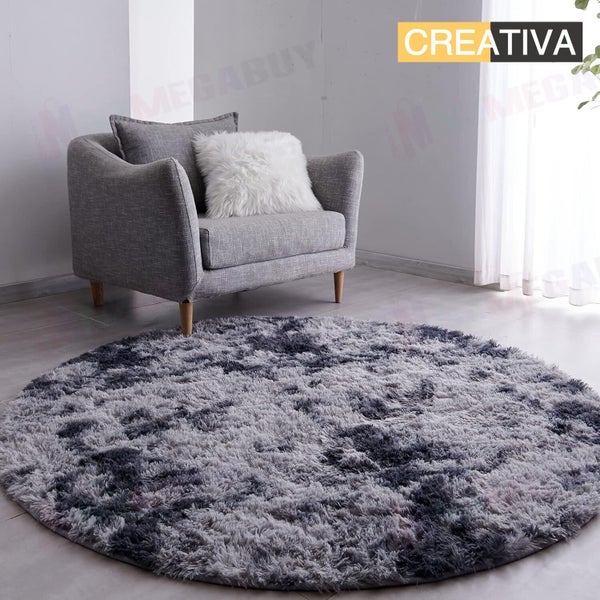 Floor Rug Round Diameter 120cm Dark Grey Tip Carousel 1