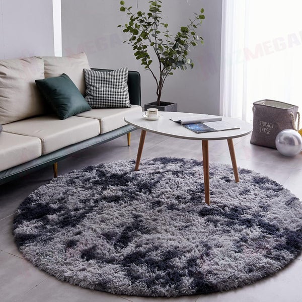 Floor Rug Round Diameter 120cm Dark Grey Tip Carousel 2