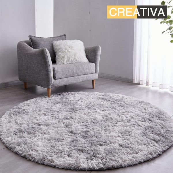 Floor Rug Round Diameter 120cm Grey Carousel 1