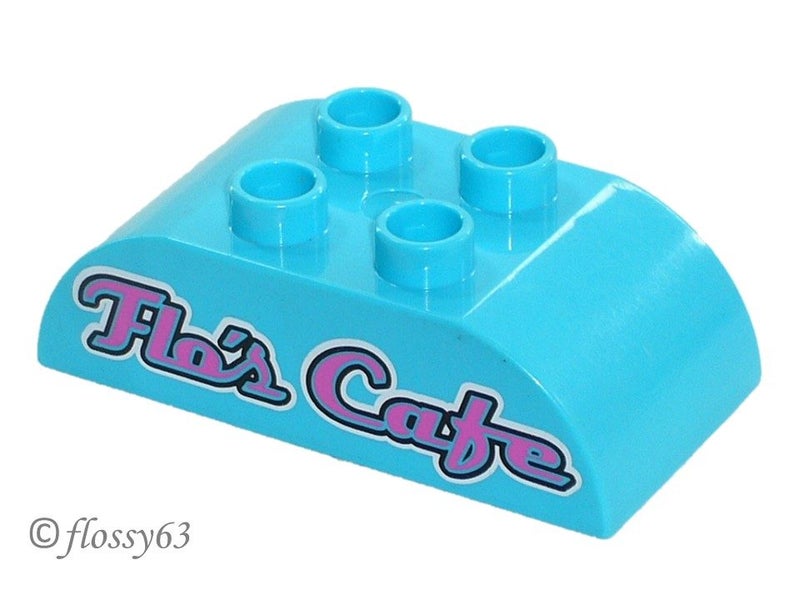 ®™DUPLO - 1 x Med Azure 2 x 4 Slope Curved, Dark Pink 'Flo's Cafe~Retired 2017~ Carousel 1