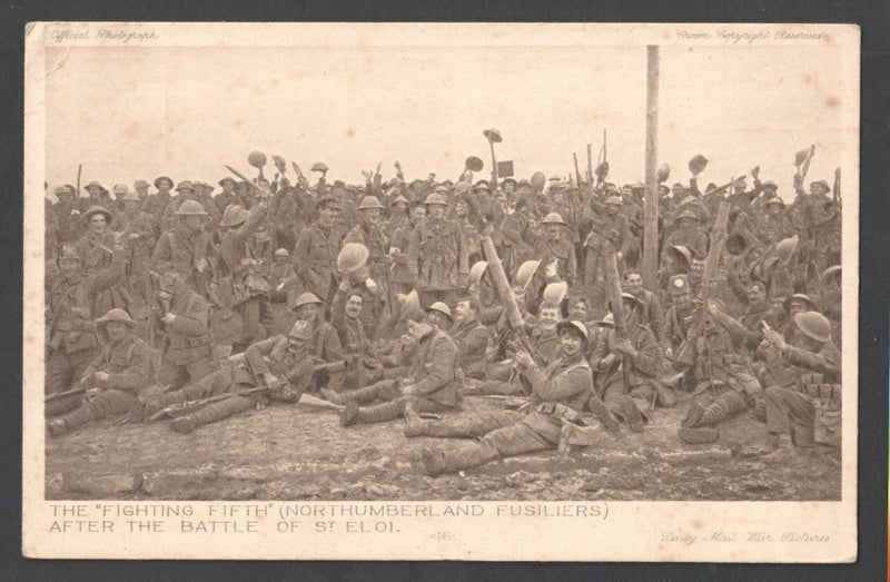 WW1 DAILY MAIL BATTLE PICTURE "NORTHUMBERLAND FUSILIERS" POSTCARD NO 46. Carousel 1